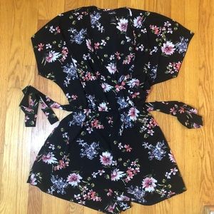rue21 Black Floral Shorts Romper